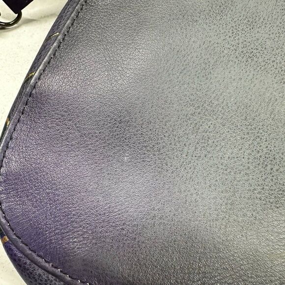 Anuschka Purple Black Floral Hand Painted Leather Crossbody Bag + Card Holder - Picture 9 of 15